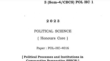 BA 4th Sem political science honours HC 1 question paper Guwahati University 2023 POL-HC-4016