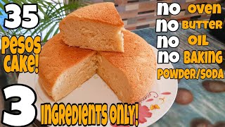 [Sub] 35 PESOS LANG MAY CAKE KA NA! | No Oven? No Worries! STOVE TOP 3-INGREDIENT CAKE |No Oven Cake