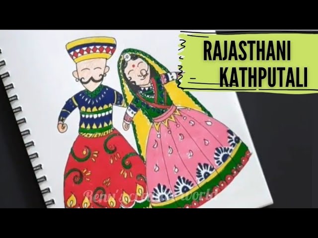 How to draw puppet show Rajastani puppet show drawingstep by step drawing  with basic shapes  YouTube