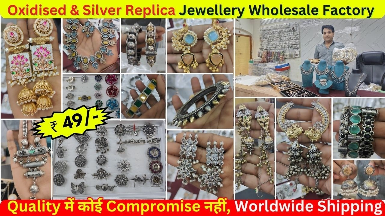Oxidised & Silver Replica Jewellery Wholesale Factory | सिर्फ़ ₹5000 का Order और Worldwide Shipping