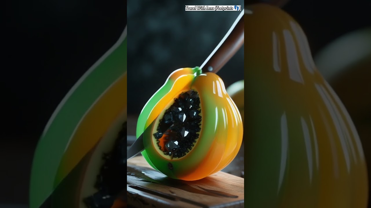 Papaya Like You’ve Never Seen 😳 Crystal ASMR Cut 