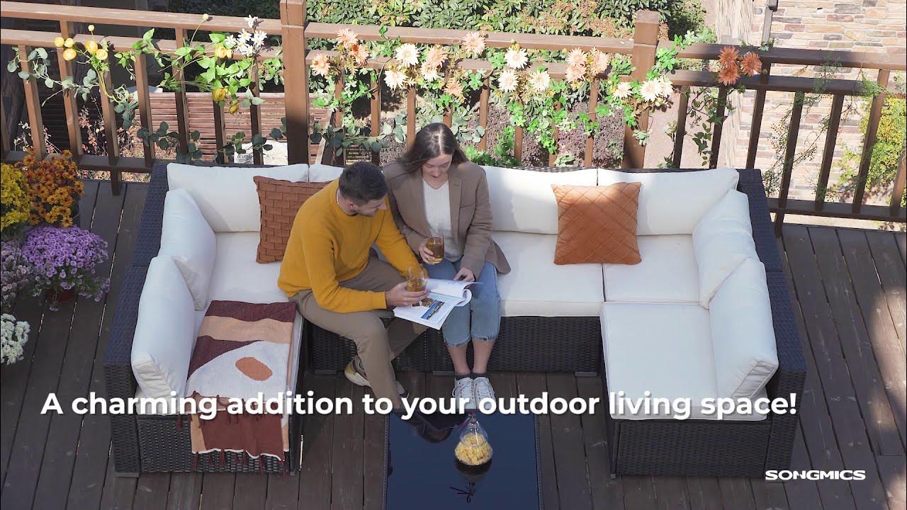 SONGMICS 7-Piece Patio Furniture Set, Outdoor Sectional Sofa Couch UGGF007  - YouTube