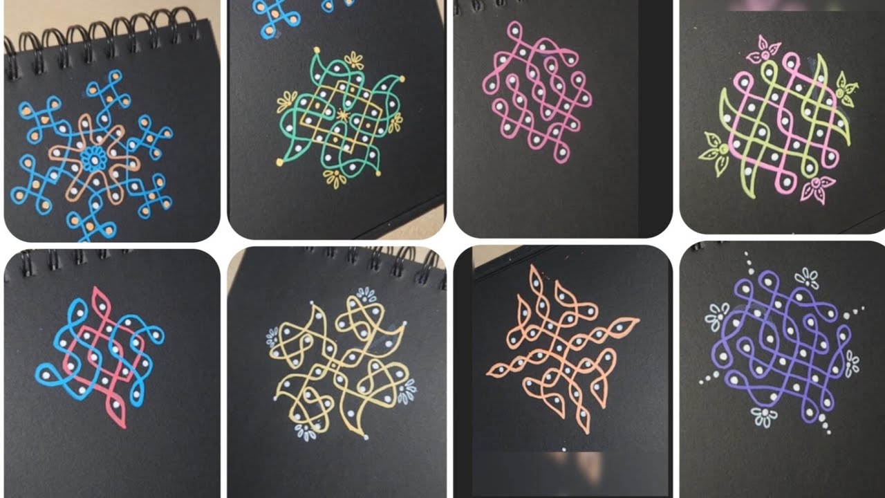 8 beautiful sikku kolam for your doorstep. Which kolam do you like the most 🤔 