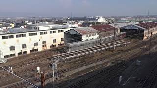 さよならイベント前日、須坂駅構内3500系O2編成と連結の、長野電鉄3500系O6編成。