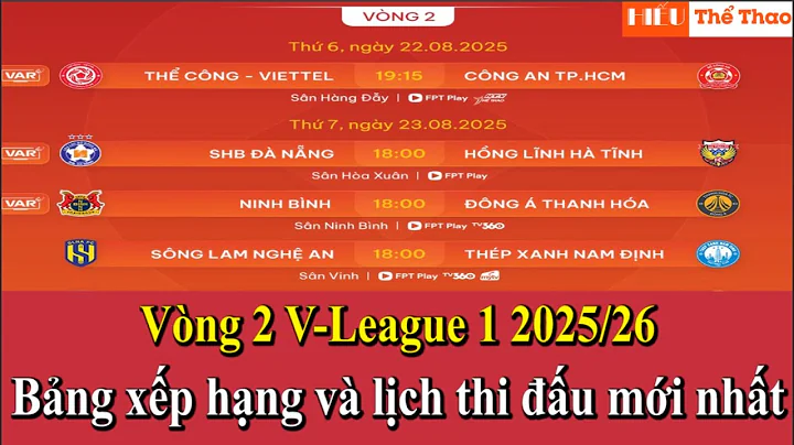 🔴TRỰC TIẾP VÒNG 2 V-LEAGUE 2025/26 | BẢNG XẾP HẠNG VÀ LỊCH THI ĐẤU BÓNG ĐÁ VÒNG 2 V-LEAGUE 2025/26
