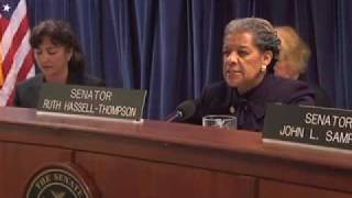 Senator Ruth Hassel-Thompson opens Matrimonial Law Reform Hearing.
