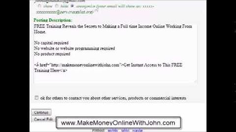 How to create a text link with Craigslist - "Internet Money Today"