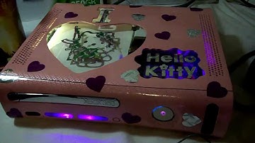 Custom HELLO KITTY Xbox 360 ELITE w/PINK CHROME CONTROLLER RAPID FIRE fOR SALE