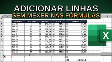 Adicionar Linhas na Planilha sem Mexer nas Fórmulas Excel