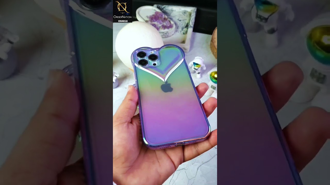iPhone 13 Pro Max Cover - Purple - New 3D Love Heart Camera Bumper  Frame Protective Soft Case