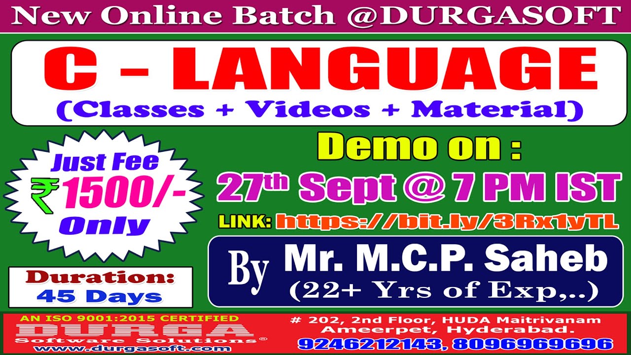 C Language Training Institute in Ameerpet Hyderabad - C Programming