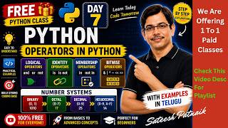 👉 Python Day 7 🔥 Operators & Logical Operators Explained | Free Class (Telugu) | Playlist @ Descr...