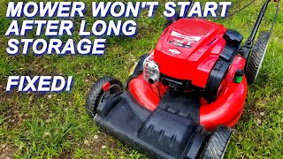 Troy Bilt mower won't start after winter storage