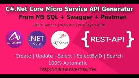 MS SQL to .Net Core Rest API Generator + JWT Auth + Swagger + Postman