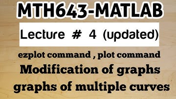 #6 MTH643-MATLAB Lecture # 4 (Updated) | Graphics techniques in MATLAB | Ezplot & plot commands
