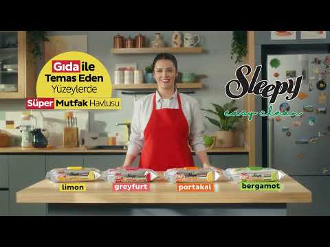 Вологі серветки для прибирання кухні Sleepy Easy Clean Lemon 50 шт. Безпечні для контакту з їжею, видео 1