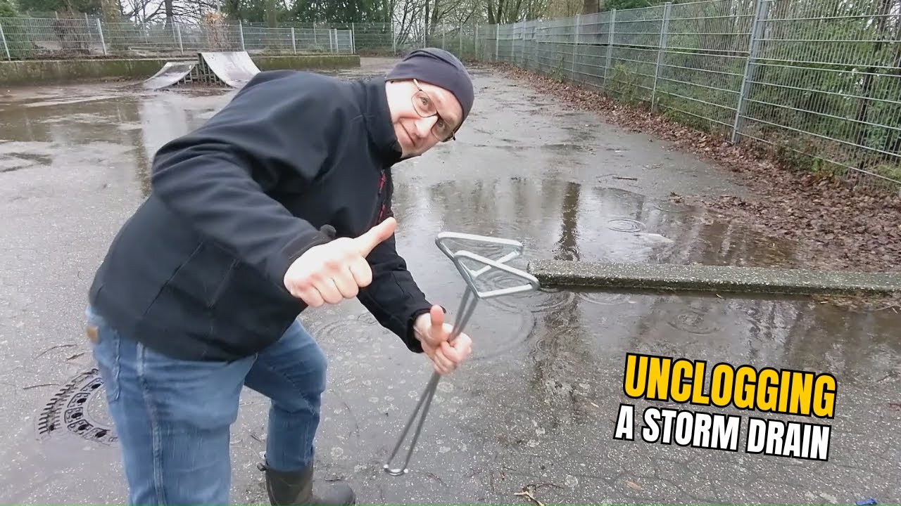 #026-1 Unclogging a storm drain after rain in Germany - YouTube