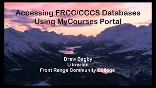 Accessing FRCC/CCCS Databases Using MyCourses