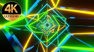 10 hour 4k Psychedelic Visual Meditation background square neon light tunnel, tv screensaver,