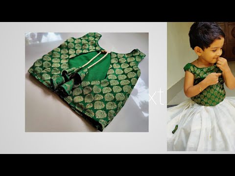 Onam special kids 2-3 Years Girls crop top cutting and stitching/ pattupaavada blouse