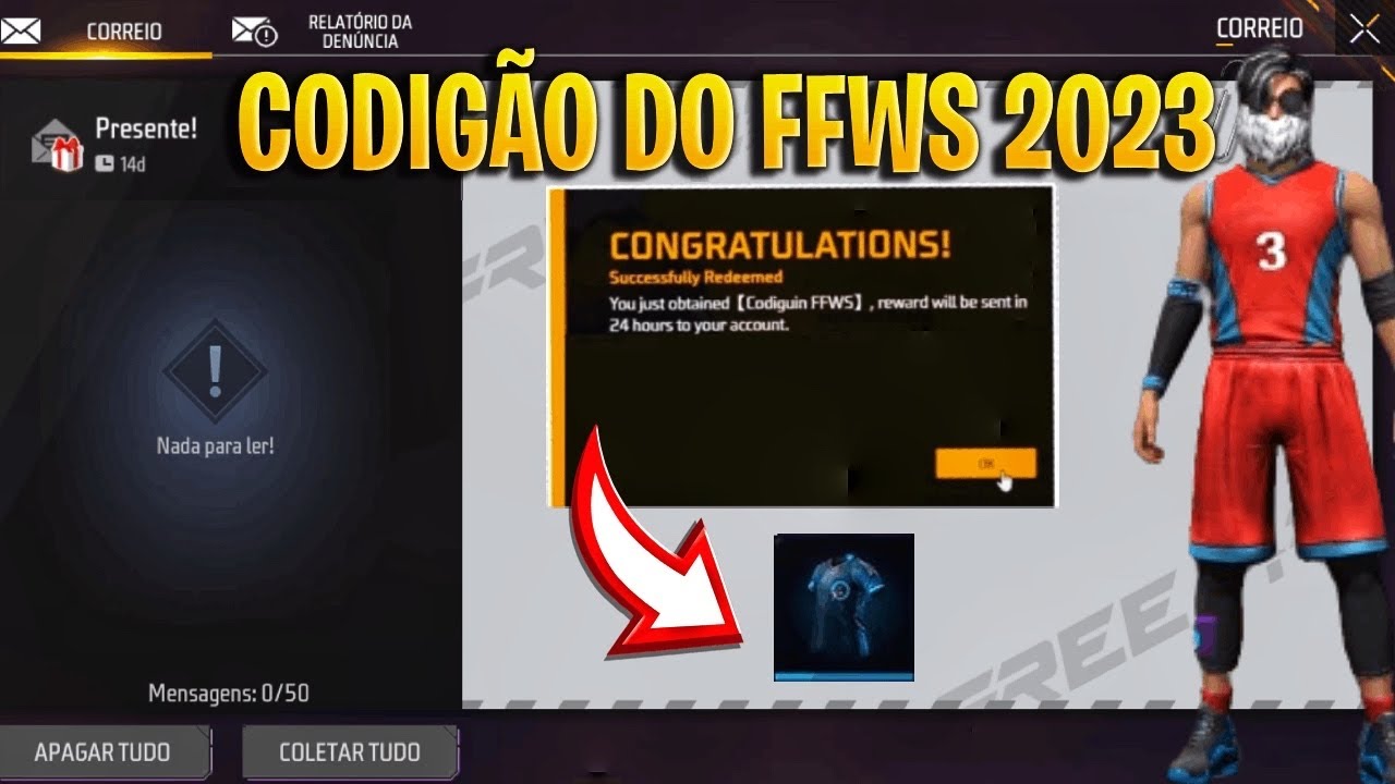 RESGATE AGORA PRÊMIOS DO MUNDIAL 2023 CODIGUIN INFINITO FFWS RESGATAR CODIGO  UNIVERSAL FREE FIRE ff 