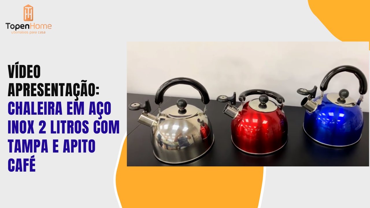 Chaleira Inox Apito 3 Litros Fogo Fogão Chá Água Café Casa