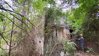 SCARY HAUNTED house TERRIFYING vegetation needs cleaning TRANSFORMATION mowing BRICK YARD garden