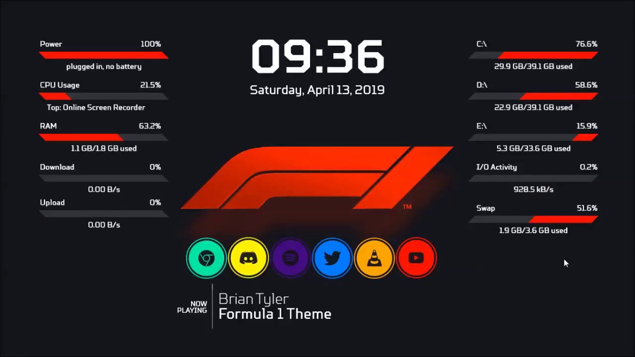 Formula 1 | Rainmeter Desktop Theme