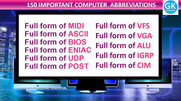150 IMPORTANT COMPUTER ABBREVIATIONS /FULL FORMS / COMPUTER GK/COMPUTER AWARENESS /BANK EXAMS GK