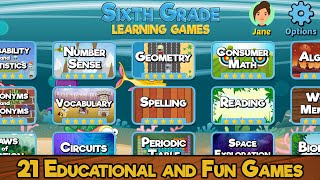 Sixth Grade Learning Games - App Preview (2021) screenshot 1