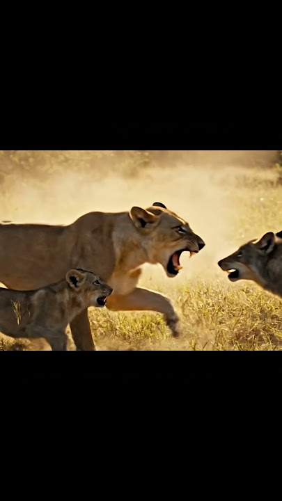 Lion vs Wolves: Epic Battle! 🦁🐺🔥 #lion #wildlife #animals #wildliferescue #viral #wildanimals
