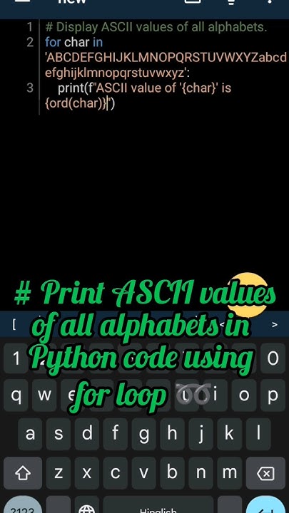 To print ASCII value of all alphabets in python code #python#shorts # ...