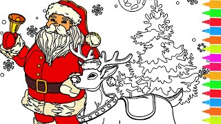 Coloring Santa Claus and Rudolph | Christmas Coloring Book Pages