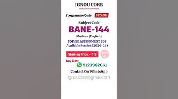 BANE 144 Solved Assignment PDF 2024-25 in English, BSCANH program BANE-144 Solved assignments