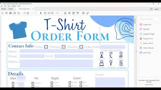 T shirt order form || Download Template Now || Fillable PDF t-shirt order form