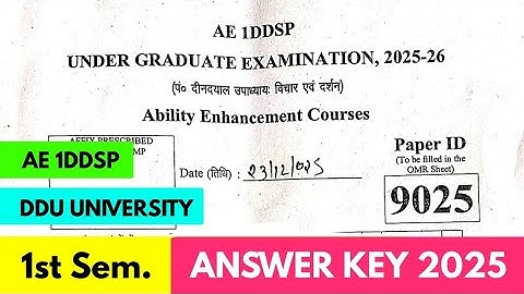 Pandit Deen Dayal Upadhyaya Vichar Evam Darshan Solved Paper | BSc AE1DDSP Answer Key 2025 DDU