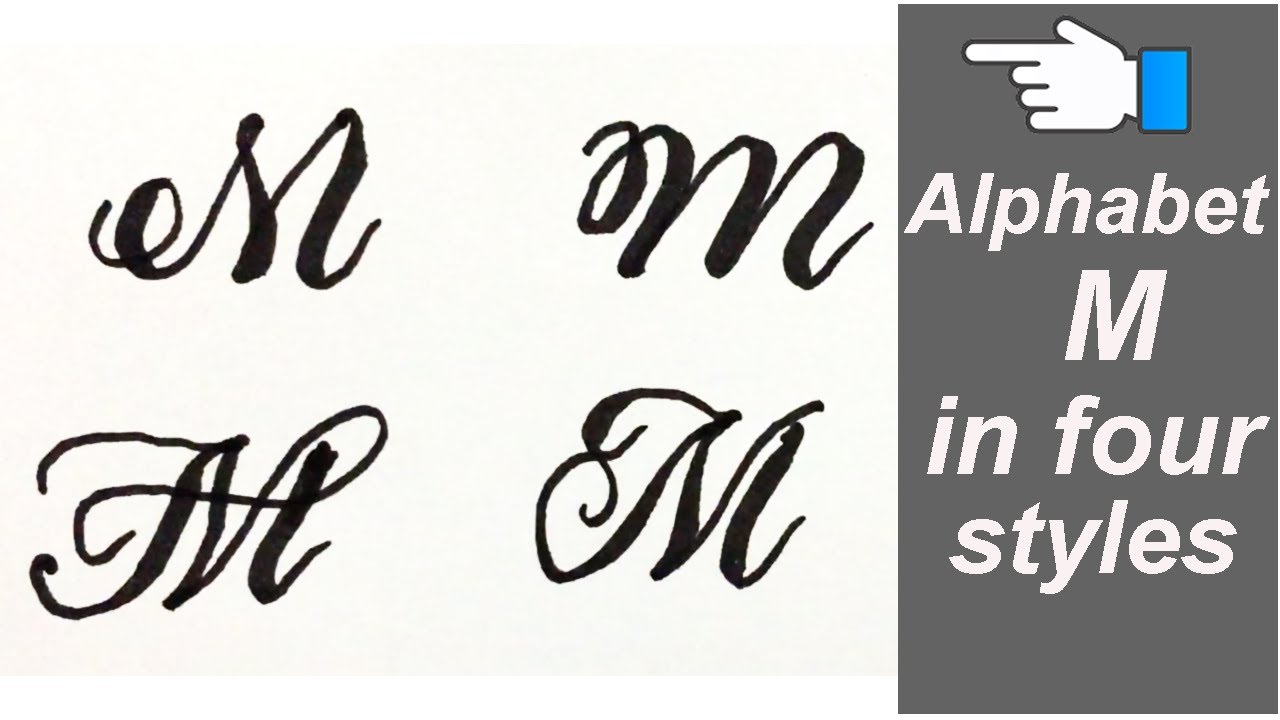 Alphabet M  letter M in four styles  how to write stylish capital  alphabets using cut marker