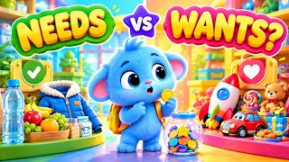 QUBBI LEARNS ABOUT MONEY! 💰 Needs vs Wants for Kids | Smart Money Lessons for Kids