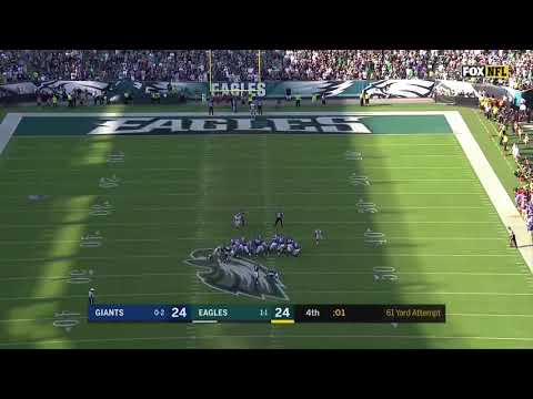 Jake Elliott 61-Yard Field Goal | Philadelphia Eagles vs. New York Giants Week 3 2017