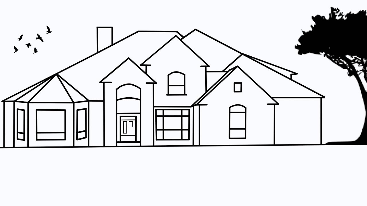 How To Draw A House 2 - Awesome And Easy Way For Everyone - New Video Dream House Sketch Simple House Drawing Dream House Drawing