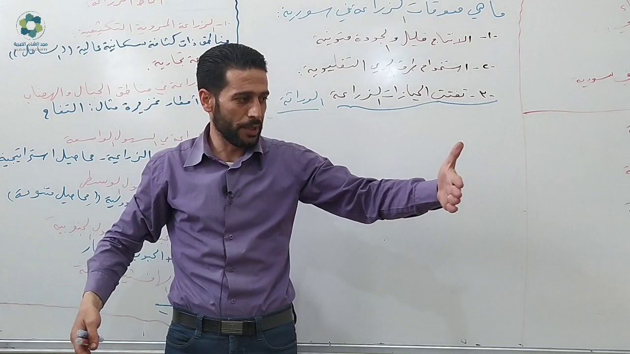 درس في مادة الجغرافيا بعنوان الزراعة في سوريا لطلاب الثالث الثانوي الادبي