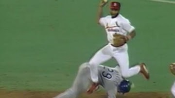 Ozzie jumps over runner to turn double play