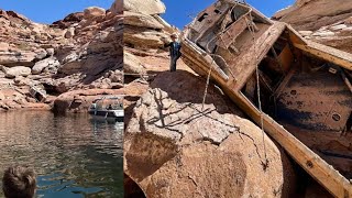 Low water level on Lake Powell reveals surprise