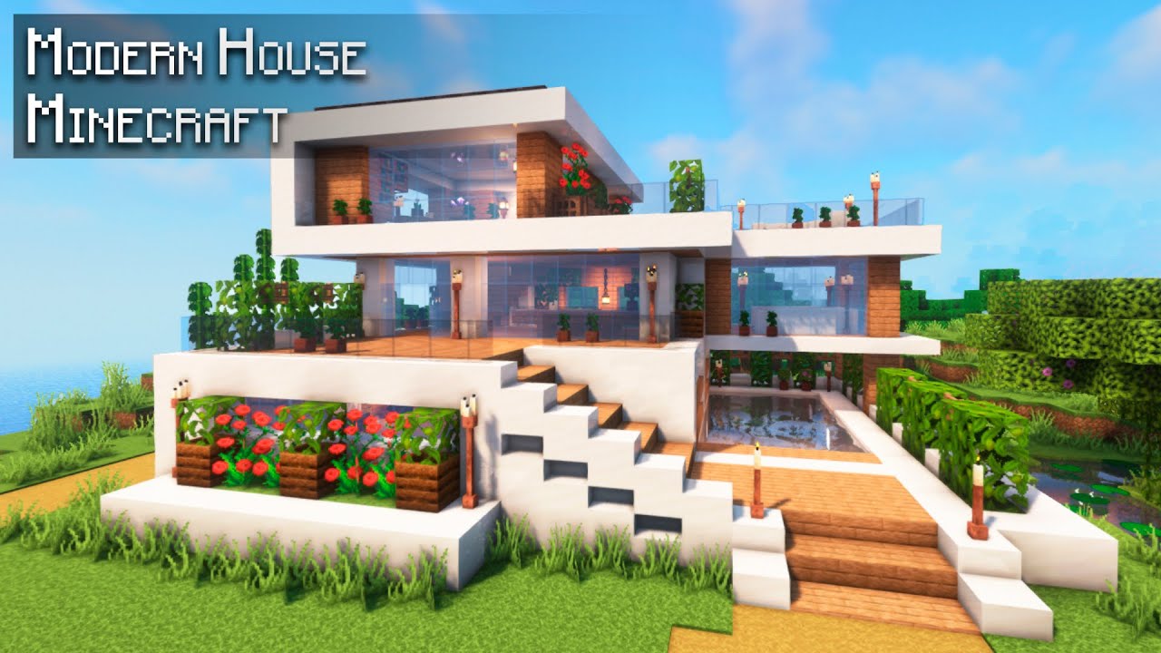 🏡 Minecraft Tutorial, How to Build a MODERN HOUSE in Minecraft 1.19, LGDC - Ep 15