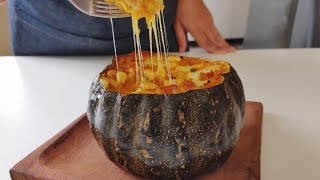 Tempting baked stuffed squash. Easy vegetarian recipe.