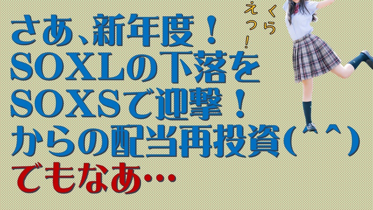 New SOXL下落基調をSOXSが迎撃中!QYLDの配当で再投資も実行。でもなあ…