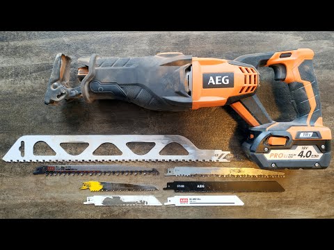 Мощная Аккумуляторная сабля AEG 18V Пилим блоки и металл