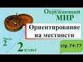 Ориентирование на местности. Окружающий мир. 2 класс, 2 часть. Учебник А. Плешаков стр. 74-77