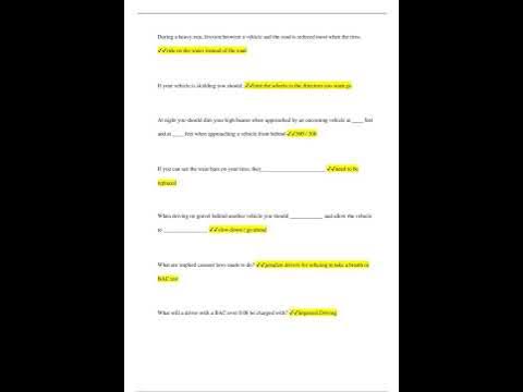 Michigan Segment 1 Drivers Ed Questions and Answers 100% Pass - YouTube