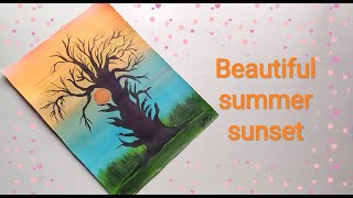 step easy sunset painting poster beginners tutorial